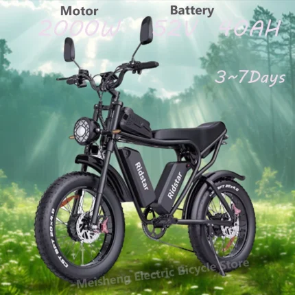 Ridstar Q20 PRO 2000W Electric Bike Dual Motor 52V40AH Battery 20*4.0inch Fat Tire Ebike Mountain Snow Electric Bicycle Off-road