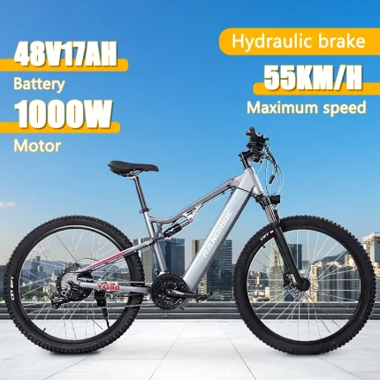 RANDRIDE YG90 Electric Bike1000W 48V17AH 21 speed 27*2.4 in tire All terrain Off-road Full Suspension Oil brake Electric Bicycle